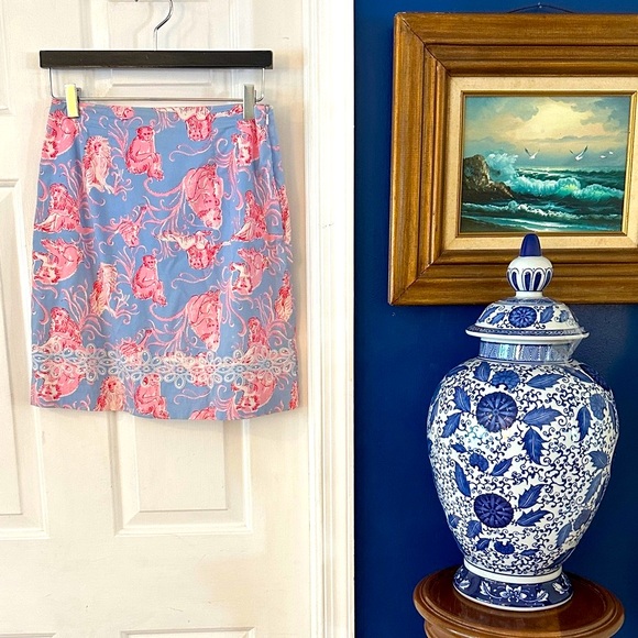 Women’s Vintage Key West Handprints Baboon Zoo Print Skirt Size 4 - Picture 1 of 6